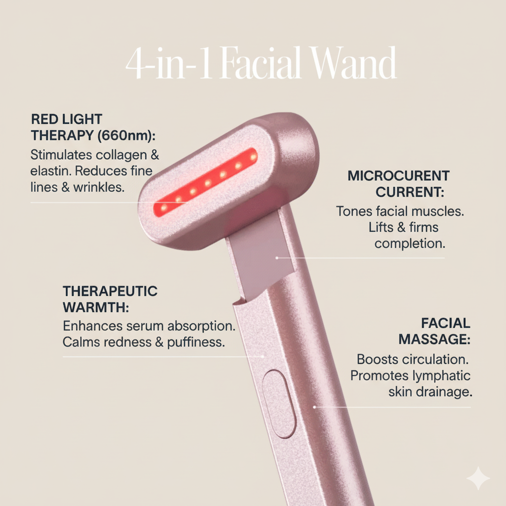 4-in-1 Radiant Renewal Skincare Wand with Red Light Therapy
